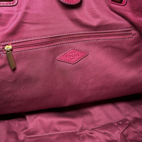Fossil Rachel tote bag in a raspberry wine and hot pink color-block leather - Picture 6 of 6